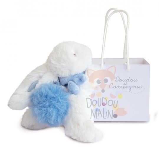  lapin coucou attache sucette blanc bleu pastel 